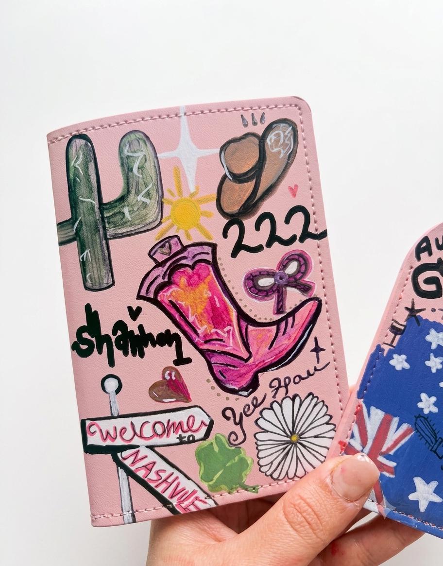 Custom Hand-Painted Passport Cover & Luggage Tag Set | Personalized Travel Gift