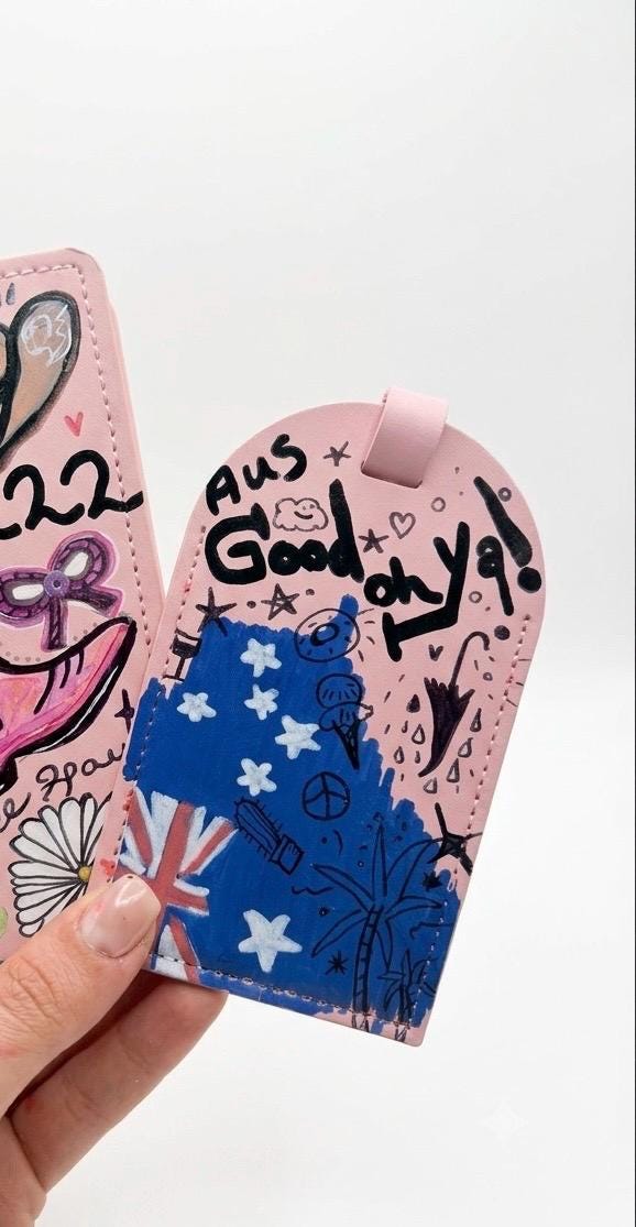 Custom Hand-Painted Passport Cover & Luggage Tag Set | Personalized Travel Gift