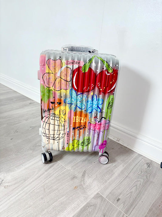 Custom Hand Painted Suitcase | Personalised Luggage, Ibiza Design