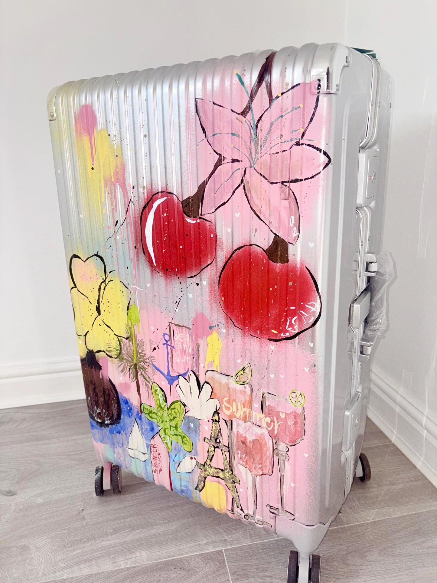 Custom Hand Painted Suitcase | Personalised Luggage, Carry On Travel Bag