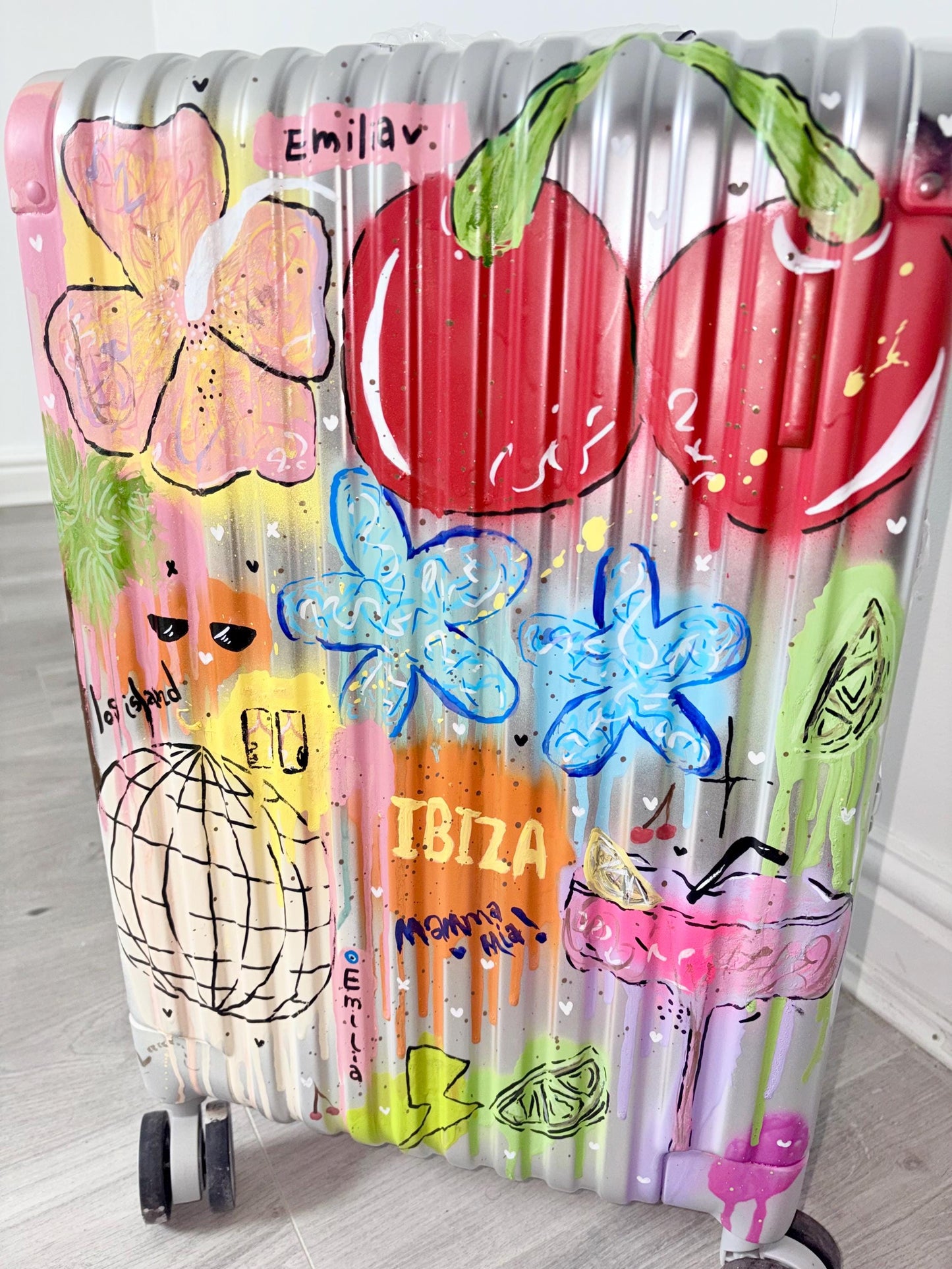Custom Hand Painted Suitcase | Personalised Luggage, Ibiza Design