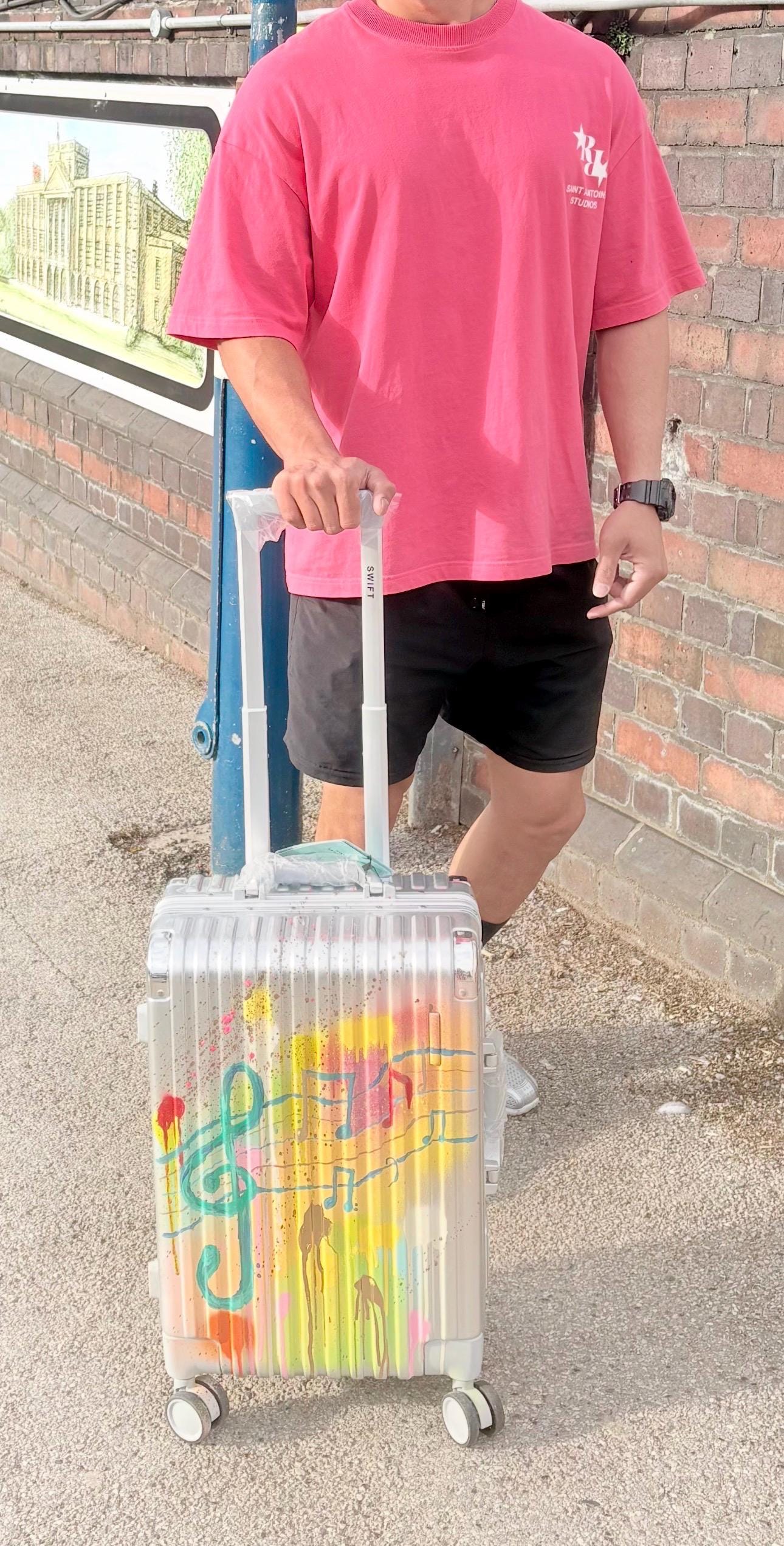 Custom Painted Music Note Suitcase | Personalized Travel Luggage Bag