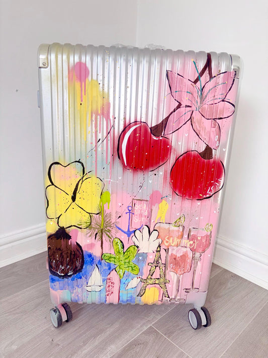Custom Hand Painted Suitcase | Personalised Luggage, Carry On Travel Bag