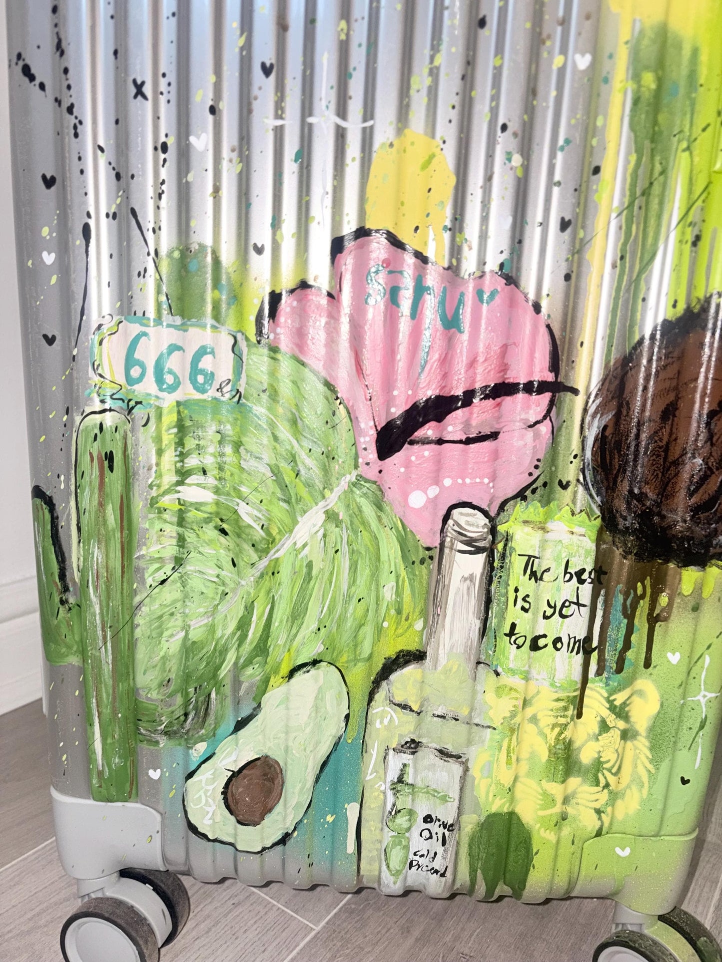 Hand Painted Custom Suitcase | Personalised Travel Luggage | Unique Airport Style Case