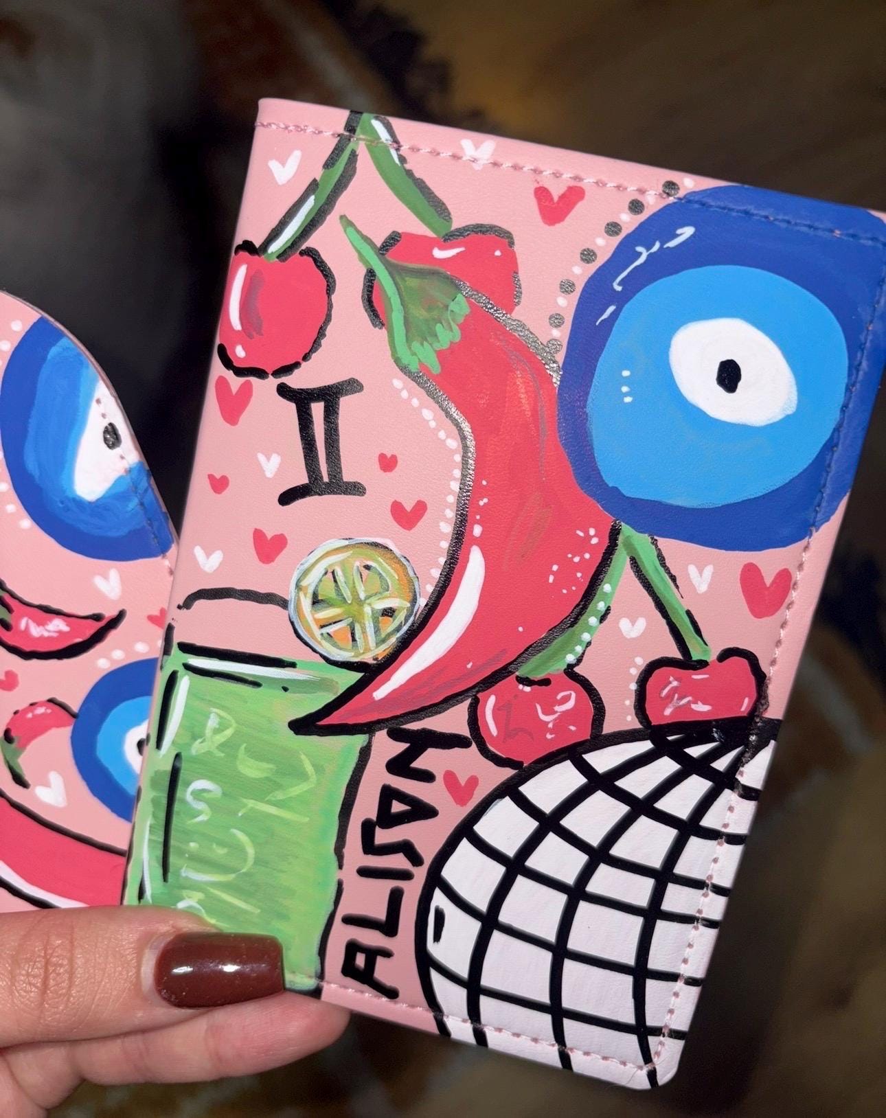 Hand-Painted Passport Holder & Luggage Tag Set | Custom Travel Accessory