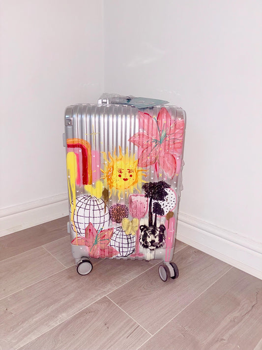 Custom Painted Suitcase | Personalised Luggage with Name, Travel Case